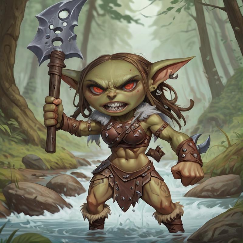 00116-3618981037-cartoon style image of a cute female path_goblin barbarian,long braided hair, big eyes, leather bikini armor, abs,muscular, huge.png